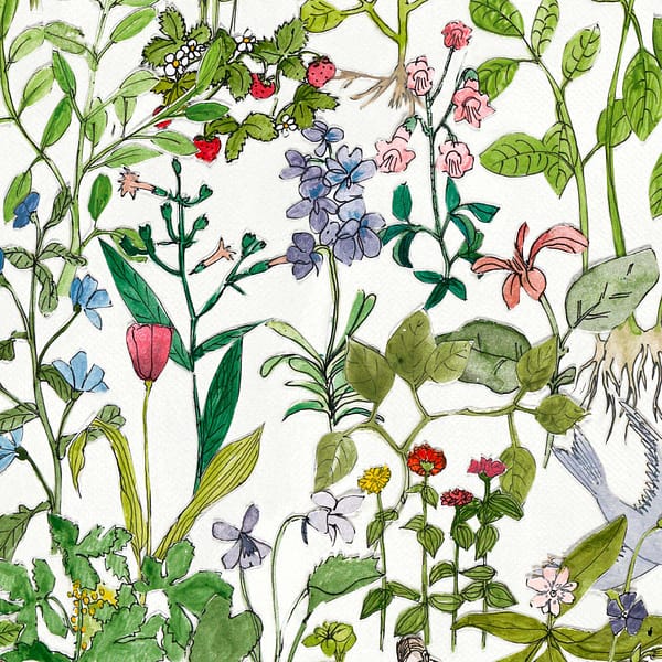 Mural 5 Drops Enchanted Garden behang NLXL behang Anna Surie