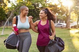 Twee Vrouwen Die Werken Aan Hun Gezondheid Door Te Sporten