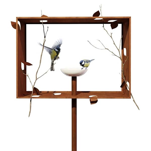 framed feeder vogel voederhuisje op paal frederik roije