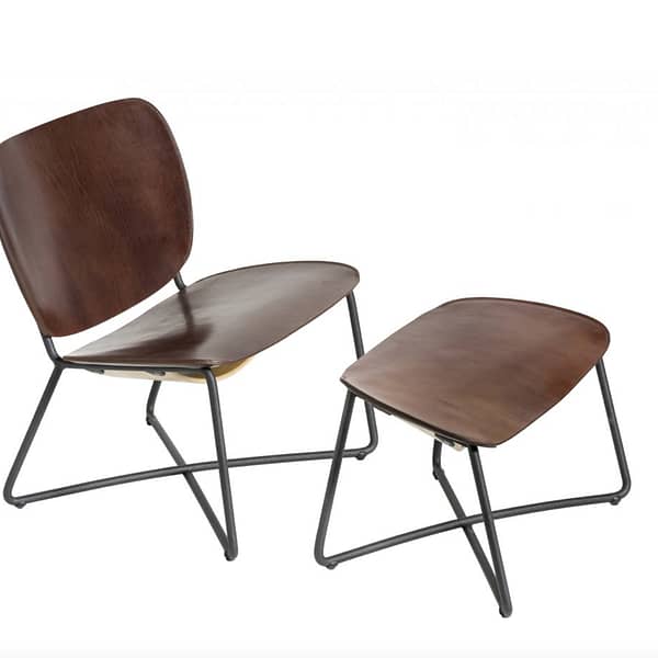 Functionals Miller Lounge chair met ottoman donker bruin
