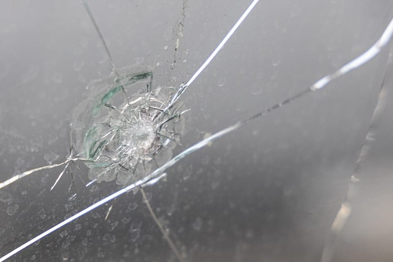 Cracked windscreen windshield of a car vehicle