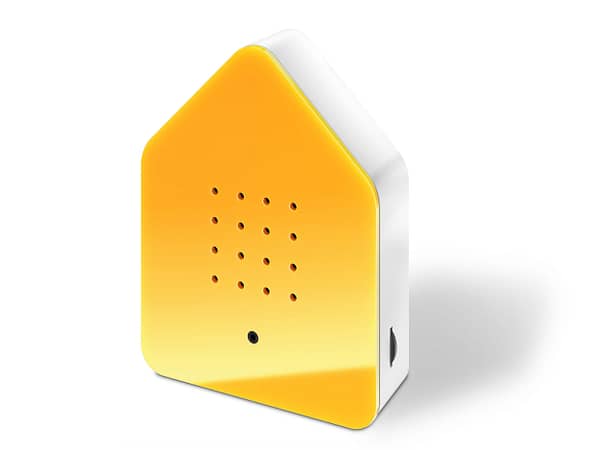 zwitscherbox geel huisje met vogelgeluiden