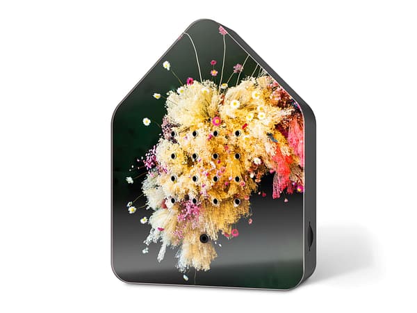 zwitscherbox bloemprint floral sky huisje vogelgeluid